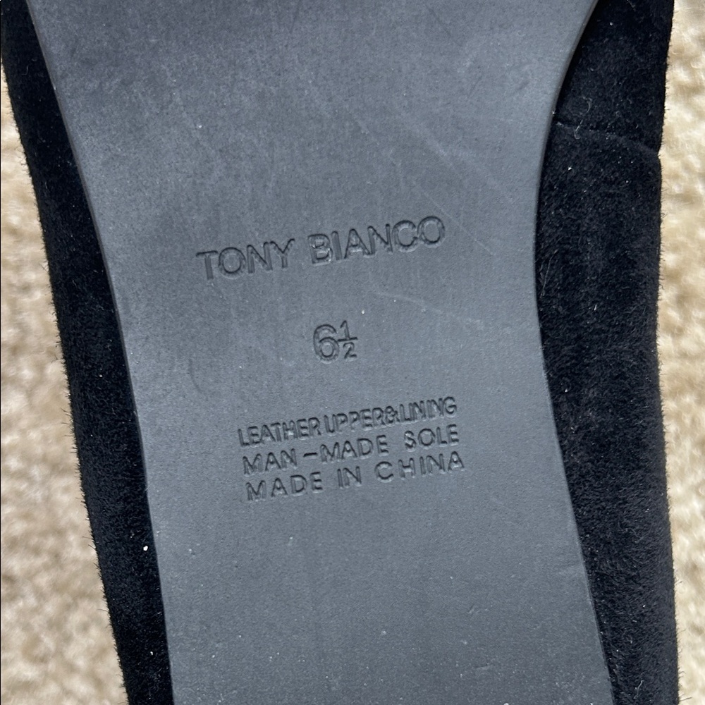 Tony Bianco Hawaii Black Suede Square-Toe Flats - Picture 6 of 8